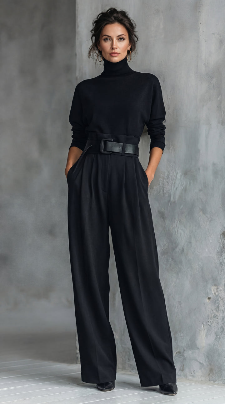 JULIET |  CONJUNTO DE JERSEY DE CUELLO ALTO Y PANTALON RECTO